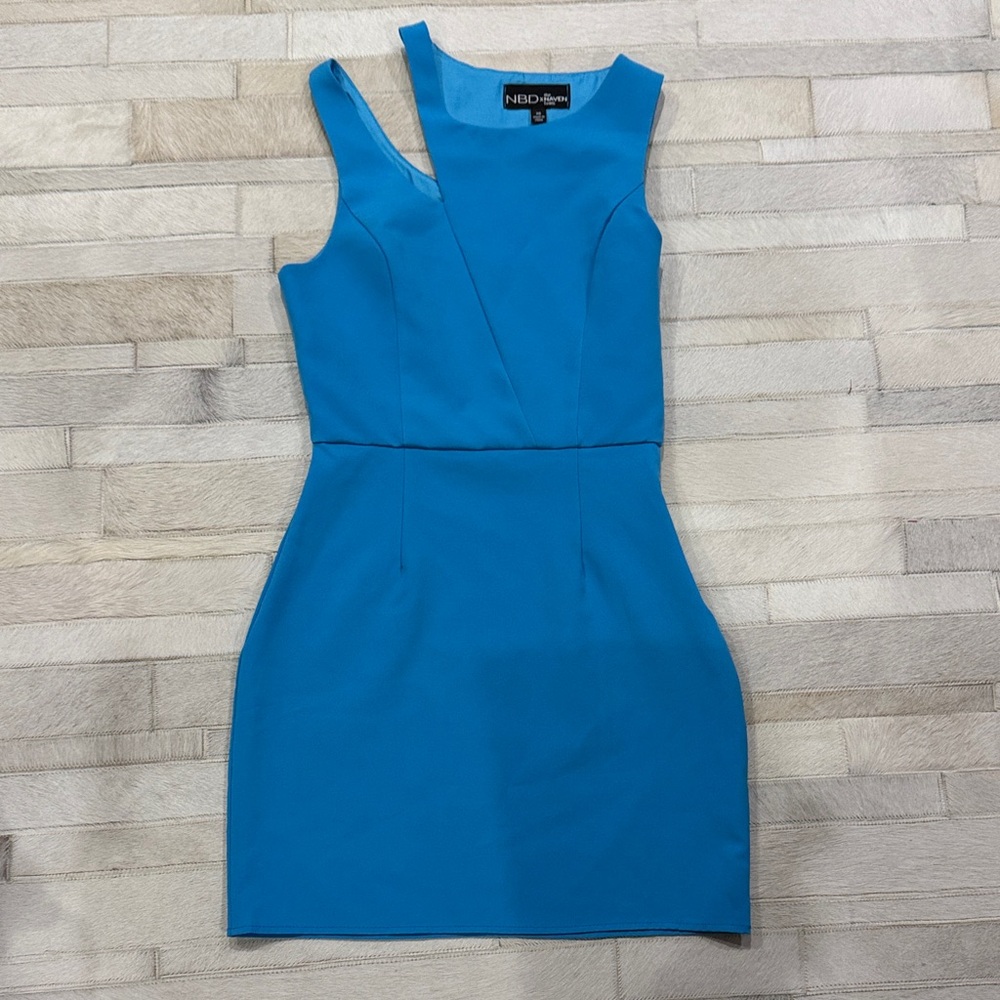 NBD turquoise Blue Asymmetric Sheath Dress